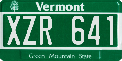 VT license plate XZR641