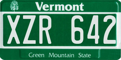 VT license plate XZR642