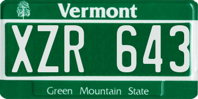 VT license plate XZR643
