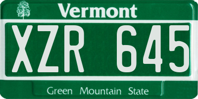 VT license plate XZR645