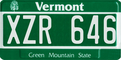 VT license plate XZR646