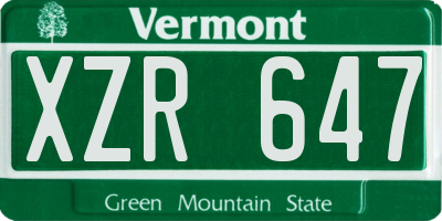 VT license plate XZR647