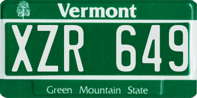 VT license plate XZR649