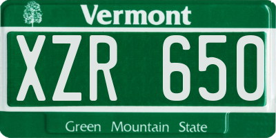 VT license plate XZR650