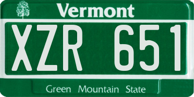 VT license plate XZR651