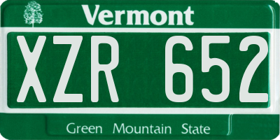 VT license plate XZR652