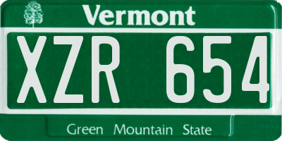 VT license plate XZR654
