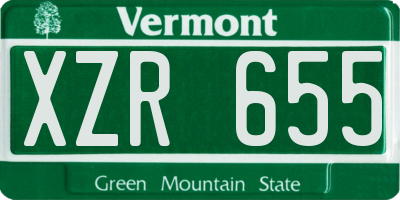 VT license plate XZR655