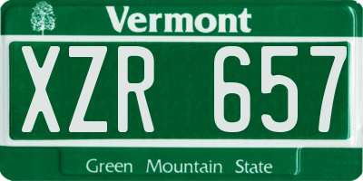 VT license plate XZR657