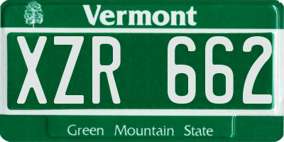 VT license plate XZR662