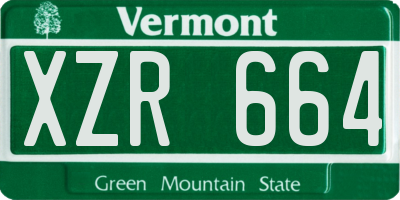 VT license plate XZR664