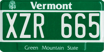 VT license plate XZR665