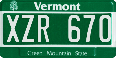 VT license plate XZR670