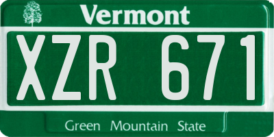 VT license plate XZR671