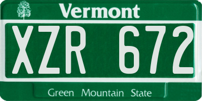 VT license plate XZR672