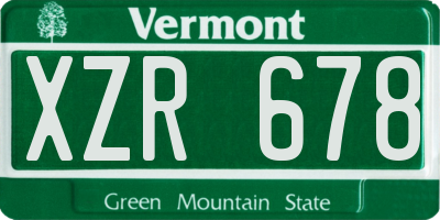 VT license plate XZR678