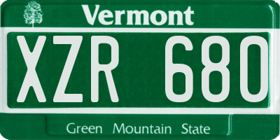 VT license plate XZR680