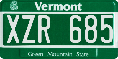 VT license plate XZR685