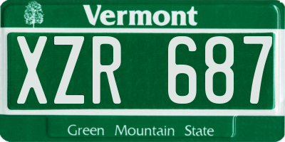 VT license plate XZR687