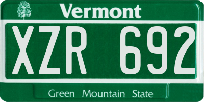 VT license plate XZR692