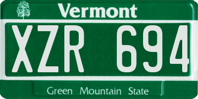 VT license plate XZR694