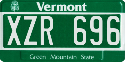VT license plate XZR696