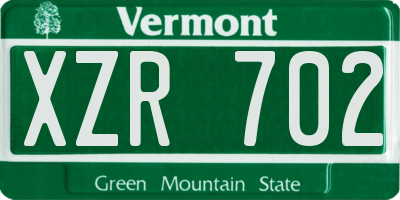 VT license plate XZR702