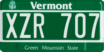 VT license plate XZR707