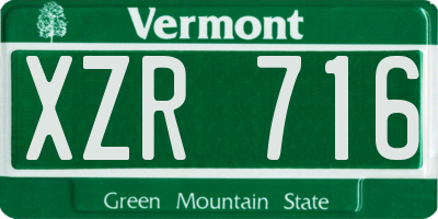 VT license plate XZR716