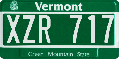 VT license plate XZR717