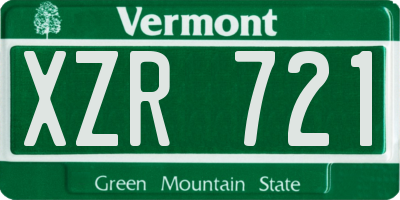 VT license plate XZR721