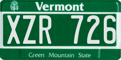 VT license plate XZR726