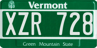 VT license plate XZR728