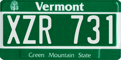 VT license plate XZR731