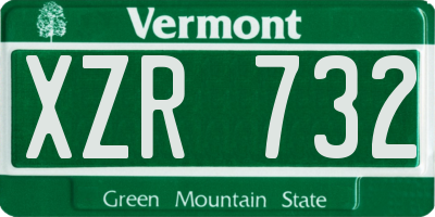 VT license plate XZR732