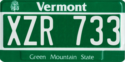 VT license plate XZR733