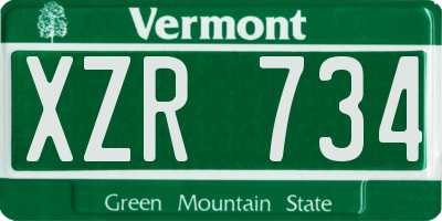 VT license plate XZR734