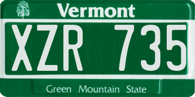 VT license plate XZR735