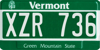 VT license plate XZR736