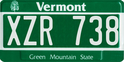 VT license plate XZR738