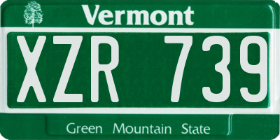 VT license plate XZR739