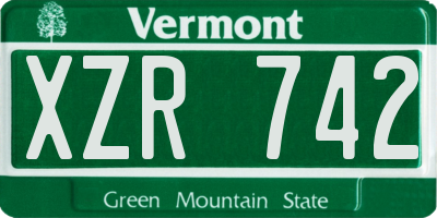 VT license plate XZR742