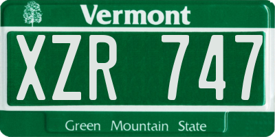 VT license plate XZR747