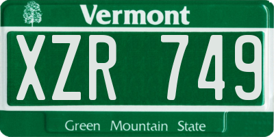 VT license plate XZR749