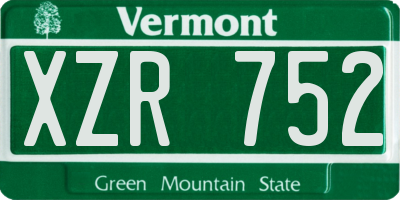 VT license plate XZR752