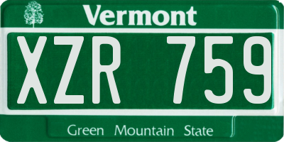 VT license plate XZR759