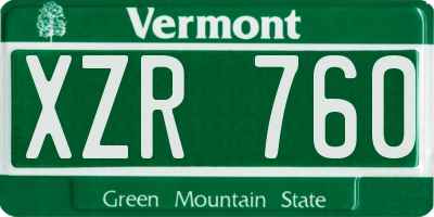 VT license plate XZR760