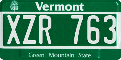 VT license plate XZR763