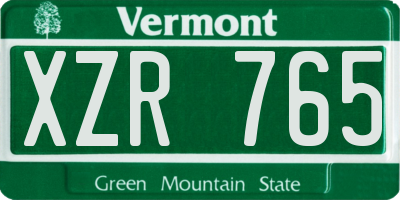 VT license plate XZR765