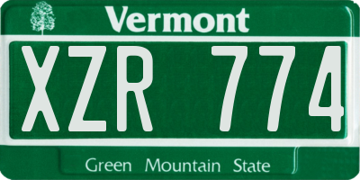 VT license plate XZR774